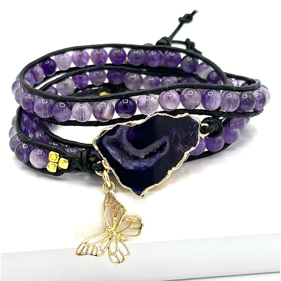 Hand Crafted Jewelry - HAND CRAFTED Amethyst Purple Dream Wrap Bracelet